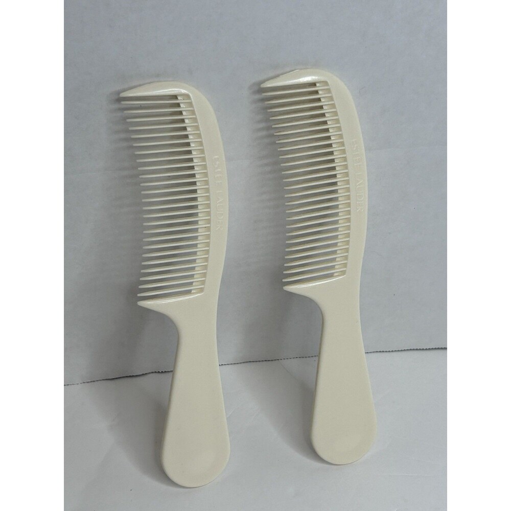 2 Vintage Estee Lauder Hair Comb Cream Plastic Regular Tooth Purse Travel 6 1/2”